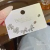Brincos de Agulha de Prata S925 Conjunto de Três Pares para Mulheres Dormirem Sem Tirar Brincos de Coelho Borboleta Brincos Simples para Estudantes