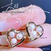 Japonês e coreano estilo doce S925 prata agulha adorável brincos de pérola de água doce brincos femininos elegantes leves luxo alto grau oco