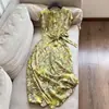 Vestido Estampado Estilo Chinês Novo 2026, Elegante Casual com Cintura de Amarração Emagrecedor Longo para Mulheres, Atacado N5DQ8699