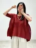 Camiseta de alta calidad Miyake para mujer, de manga corta plisada, cuello redondo, con dobladillo irregular, corte holgado, adelgazante y elegante