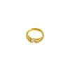 Anillo de Zirconia Flotante Dorado Cepillado de Estilo Retro Versátil para Mujer, Anillo Personalizado de Moda y de Alta Gama Estilo Palacio