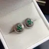 Pendientes Transfronterizos de Esmeralda Natural para Amazon Plata S925 Piedra Principal 2*2 Joyería de Lujo Ventas Directas de Fábrica