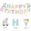 Nuevos suministros de decoración temáticos para fiestas de helados de verano transfronterizas, banderines espirales con temática de helados