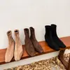 Botas elásticas de altura interior para mujer, botas finas de otoño e invierno, nuevas, punta cuadrada, tacón medio, calcetín para la pierna, estilo coreano, botas cortas elásticas para mujer