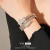 Pulseira Aberta Transfronteiriça em Forma de Serpente Ondulada Cravejada de Diamantes Moda Europeia e Americana Pulseira de Alta Qualidade Estilo Frio Personalizado Joia de Mão Exagerada