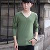 Ropa Interior para Hombre Camiseta de Algodón Ropa de Otoño Cuello en V Cálida Manga Larga Cuello Redondo Modelo Delgado Base de Algodón Ropa Interior de una Sola Pieza