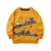 Roupas Infantis Novas Outono e Inverno Europeias e Americanas Moletom Infantil de Manga Longa Estampa de Escavadeira Desenho Padrão Atacado Spot Transfronteiriço