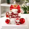 Decoración para Pastel Árbol de Navidad 2025 con Deseos, Figura Tridimensional de Santa Claus, Vela de Estrella de Cinco Puntas, Lazo, Adorno para Insertar