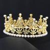 Jóias de noiva decoração do bolo de aniversário Coroa Pérola redonda Princesa strass coroa cocar de casamento acessórios de cozimento