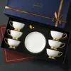 Taza de Café Estilo Europeo Taza y Platillo Porcelana de Hueso Cerámica Lujo Ligero Té de la Tarde Británico Juego de Té traje Caja de Regalo Hogareño Comercial Regalo