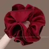 Elástico para el Cabello Elegante Estilo Francés Rojo Fruncido para Mujer, Nuevo Modelo 2025, Accesorio de Diadema Floral de Satín de Alta Gama