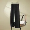 Conjunto Feminino Calça Wide Leg 2026 Primavera e Outono Novo Estilo Elástico na Cintura Traseira Cintura Alta Solta Reta Estreita Casual