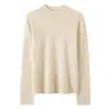 Camiseta base de punto para mujer 100% cachemir puro, cuello semialto con dobladillo enrollado, suave y amigable con la piel, suéter básico de punto