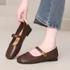 Zapatos de Mujer Retro de Punta Cuadrada y Tacón Bajo 2026 Nuevo Estilo Otoño, Combinados con Faldas, Estilo Nocturno Suave, Zapatos Planos Mary Jane Suaves