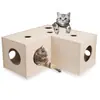 Brinquedo Interativo para Gatos com Túnel, Cama para Gatos e Arranhador, Não Solta Pelo, Casa para Gatos de Camada Dupla Extra Longa para Envio Transfronteiriço