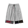 Shorts Masculino de Verão Novos Estampados Color Block Três Quartos Estilo Chinês Casual Jovem Retro Soltos de Algodão e Linho Calças Retas
