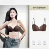 Lencería sin costuras para mujeres con poco busto, Anticaída, Realzadora, Expansión hacia afuera, Pecho estilo caricatura, Pedrería brillante, Tirantes finos, Sujetador cómodo y transpirable