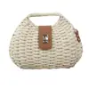 Bolso bandolera sencillo estilo japonés con forma de concha, bolso de verano con cubierta, bolso casual de paja para vacaciones, bolso bandolera, bolso de mano, bolso de mujer de alta gama