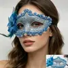 Accesorios de Halloween Máscara de Encaje Lateral de Flor para Mascarada Cara Media Femenina Princesa Suministros para Fiesta del Día del Niño