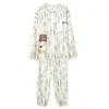 Algodão PuroPijama Feminino de Primavera e Outono, Manga Longa, Calça Longa, Gola Redonda, Pulôver, Casual, Solto, Doce, Pode Ser Usado Fora, Roupa de Casa