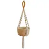 Cuerda de Algodón Tejida a Mano Estilo Bohemio Maceta para Plantas y Flores Cesta Colgante Bolsa de Red Cuerda para Colgar Colgante de Pared Cuerda para Colgar