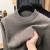 Suéter de tricô grosso de manga longa com gola redonda e forro de fleece transfronteiriço para homens, suéter casual quente de inverno em jacquard para camada base masculina