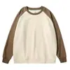 Nueva Sudadera Pesada de 320g con Mangas Raglán Largas Unisex de Color Bloque Suelto Cuello Redondo Manga Larga En Stock