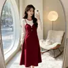 Vestido de tricô falso duas peças estilo francês para mulheres, novo outono e inverno, slim fit, que rejuvenesce, vestido suéter de manga longa
