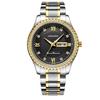 Reloj de Hombre Doble Calendario Resistente al Agua Moda Creativo Negocios Lujo Oro Incrustaciones de Diamantes Reloj de Pulsera de Cuarzo Reloj de Cuarzo para Hombre