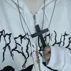 Collar de Cruz de Madera Vintage Estilo Diablo para Mujer Y2K Subcultura Gótica Punk Accesorios Cadena Larga para Clavícula