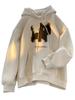 Moletom com Capuz de Gatinho Masculino Primavera e Outono Estilo Americano Casaco Pesado Rígido Marca da Moda Oversized Retro Outono Novo Estilo