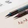 Pequeño Pincel de Caligrafía Rojo Arena Sándalo Ágata Letra Regular Pequeña con Pelo Fino del Viejo Técnico, Pincel Azul para Letra Regular Pequeña
