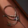 Cordón de Cuero Retro Desgastado Cadena para Clavícula Estilo Tibetano Cordón Colgante Ámbar Jade Cordón Colgante Cordón para Tejer Unisex Versátil