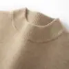 Nova base de malha de cashmere para outono e inverno, quente, de manga comprida, amiga da pele, pulôver masculino de gola semi-alta para o trabalho