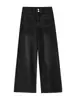 Jeans negros para mujer, nuevo estilo primavera y otoño, talla grande, pierna ancha, adelgazantes, adecuados para cuerpo tipo pera, pierna recta, pantalones de largo completo