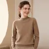 Outono e Inverno 2026 Novo Estilo Estilo Simples Gola Meia-Alta Borda Enrolada Tricô de Caxemira Espessado Versátil Suéter Camada de Base Feminina