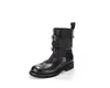 Piel de Vaca ~ Nuevo Estilo de Invierno Negro Resistente Lavado Piel de Caballo Botas de Trabajo Punta Redonda Modernas Botas Cortas de Moda con Suela Gruesa para Mujer