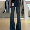 Jeans Acampanados Estilo Retro Americano para Mujer, Nuevo Estilo de Talle Alto Tallas Grandes, Cubren la Cadera, Adelgazantes, Versátiles, Pantalones de Campana Elásticos