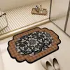 Felpudo de estilo vintage con rosa, fácil de cuidar, forma irregular, resistente a la suciedad, absorbente, antideslizante, para la puerta del baño, secado rápido, alfombrilla suave para los pies para el baño