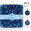 Bola de Natal Spot Transfronteiriça 3/4/5cm Caixa Colorida Quadrada Enfeite para Árvore de Natal Bola Brilhante com Glitter 44 Peças Caixa de Presente