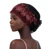 Turbante de Encaje con Pedrería Gorro Interior Borla Hueca Borla Lentejuelas Moda Cuatro Estaciones Cobertura Cabello Blanco Turbante Gorra Pañuelo para la Cabeza Gorra