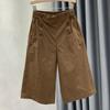 Novos Shorts de Algodão de Cintura Alta Wide Leg para Mulheres Verão Finos Soltos Tamanho Grande Mães de Meia-Idade Calças Cropped Casuais