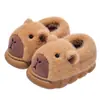 Sapatos de Algodão de Inverno Kapibala para Crianças com Proteção de Calcanhar para Meninos, Quentes e Forrados com Lã, Antiderrapantes, Uso Doméstico, Combinando Pai-Filho, Sapatos de Algodão para Bebê com Proteção de Calcanhar