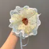 Goma para el pelo de estilo coreano, tamaño extragrande, de intestino de cerdo, estilo casual para niñas, linda cuerda floral para coleta con lazo