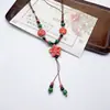 Colar de contas de cerâmica colorida Moda Retro Novo Estilo Chinês Personalidade Colar Longo Camada Dupla Colar Colar Avançado Atacado
