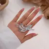 Anel Aberto de Flor de Cinco Pétalas 3D Personalizado Transfronteiriço Europeu e Americano Anel de Moda Metálico Envolvente Exagerado Estilo Ins para Mulheres