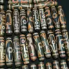 Ágata Dzi de Nove Olhos Cinnabar com Alta Oleosidade e Pátina Envelhecida, Pulseira e Acessório de Colar Colecionáveis com Padrões Múltiplos