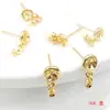 Acessórios DIY para Broche de Tigela Cruzada Flor de Ameixa Oca Banhado a Ouro com Suporte de Tigela para Brinco de Pérola Pendurado Base para Brinco