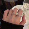 Douyin Mesmo Estilo Elegante Prata Anel de Amor Conjunto de Duas Peças Luz Luxo Nicho Design Moda Distintivo Anel de Dedo Indicador para Mulheres