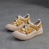 Zapatos de Mujer de Verano 2025 Shanghai Jiejie Malla Transpirable Boca Baja Casual Combinable Moda Color Combinado Calado